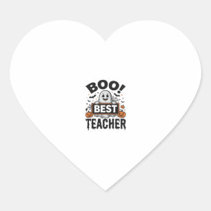 Boo Beste Leraar Vintage Halloween Leraar Ontwerp_ Hart Sticker