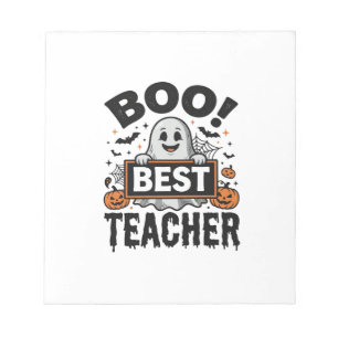 Boo Beste Leraar Vintage Halloween Leraar Ontwerp_ Notitieblok
