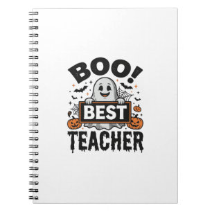 Boo Beste Leraar Vintage Halloween Leraar Ontwerp_ Notitieboek