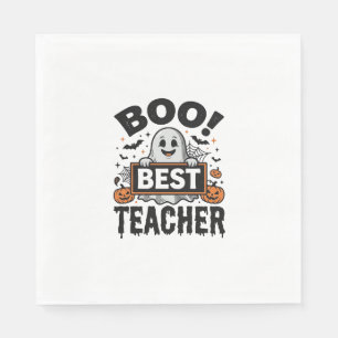 Boo Beste Leraar Vintage Halloween Leraar Ontwerp_ Servet