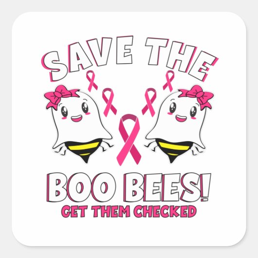 Boo bijen Borstkanker Bewustmakingsroze lint Vierkante Sticker (Voorkant)