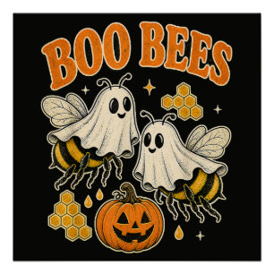 Boo Bijen Grappige Geest Bij Pun Schattig Hallowee Perfect Poster