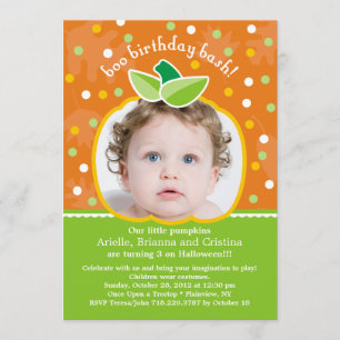 Boo Birthday Bash Pumpkin Party Invitation Kaart
