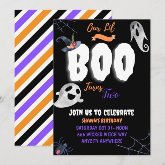 Boo Birthday Invitation Kaart (Voorkant / Achterkant)