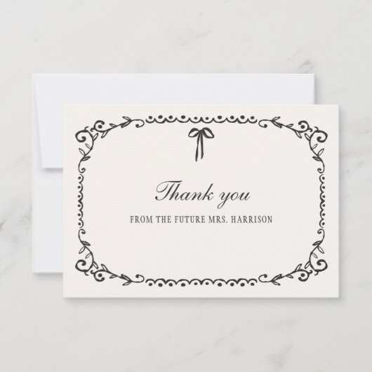 Boo Black Bow Halloween Bruidsfeest Bedankkaart (Voorkant)