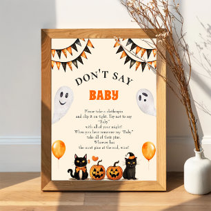 Boo Black Cat "Don't Say Baby" Baby shower spel Poster