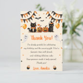 Boo Black Cat Halloween Party Bedankkaart (Staand voorkant)