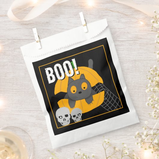 Boo Black Cat Pumpkin Skulls Kinder Halloween Bedankzakje (Geknipt)