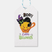 Boo Black Cat, Scary Pumpkin Coffee Halloween Cadeaulabel (Voorkant)