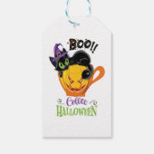 Boo Black Cat, Scary Pumpkin Coffee Halloween Cadeaulabel (Achterkant)