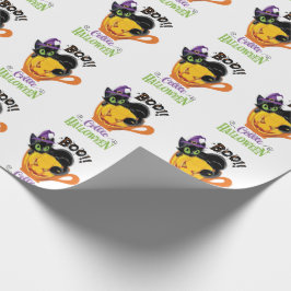 Boo Black Cat, Scary Pumpkin Coffee Halloween Cadeaupapier