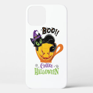 Boo Black Cat, Scary Pumpkin Coffee Halloween Case-Mate iPhone Case