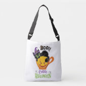 Boo Black Cat, Scary Pumpkin Coffee Halloween Crossbody Tas (Voorkant)