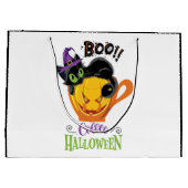 Boo Black Cat, Scary Pumpkin Coffee Halloween Groot Cadeauzakje (Achterkant)