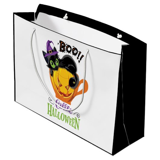 Boo Black Cat, Scary Pumpkin Coffee Halloween Groot Cadeauzakje (Achterkant Gekanteld)