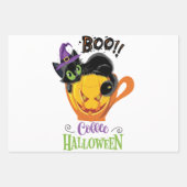 Boo Black Cat, Scary Pumpkin Coffee Halloween Inpakpapier Vel (Voorkant 3)