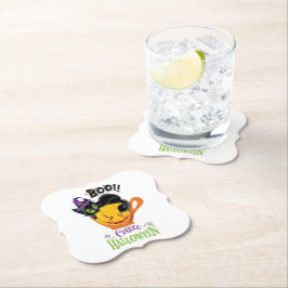 Boo Black Cat, Scary Pumpkin Coffee Halloween Kartonnen Onderzetters