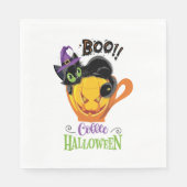 Boo Black Cat, Scary Pumpkin Coffee Halloween Servet (Voorkant)