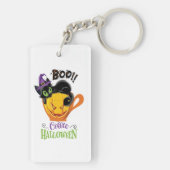 Boo Black Cat, Scary Pumpkin Coffee Halloween Sleutelhanger (achterkant)
