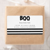 Boo Black en white strepen adreslabel Etiket (Insitu)
