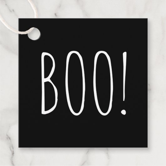 Boo Black Halloween Party | Schattigee minimalisti Bedankjes Labels (Voorkant)