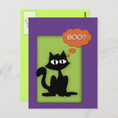 Boo Black Kat Halloween Briefkaart (Voorkant / Achterkant)