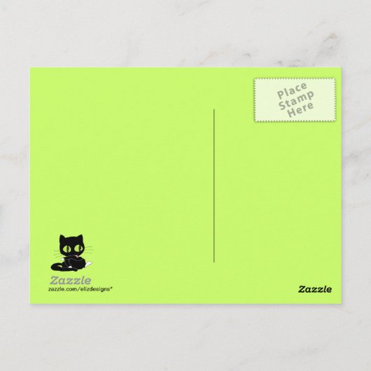Boo Black Kat Halloween Briefkaart (Achterkant)
