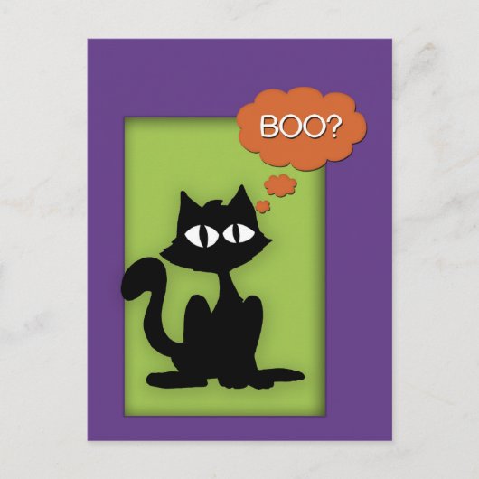 Boo Black Kat Halloween Briefkaart (Voorkant)