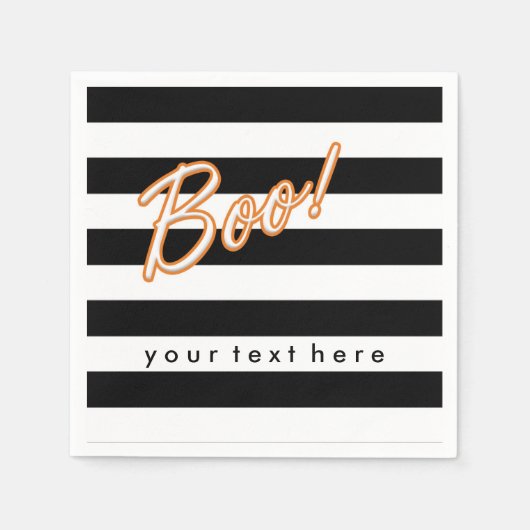 BOO Black & White Halloween Party Napkins Servetten (Voorkant)