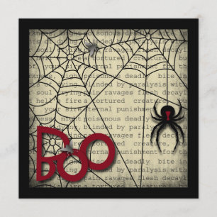 Boo Black Widow Spider & Creepy Text voor Hallowee Kaart