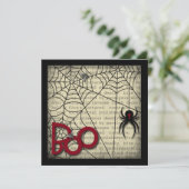 Boo Black Widow Spider & Creepy Text voor Hallowee Kaart (Staand voorkant)