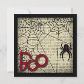 Boo Black Widow Spider & Creepy Text voor Hallowee Kaart (Voorkant)