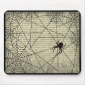 Boo Black Widow Spider & Creepy Text voor Hallowee Muismat (Voorkant)