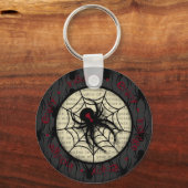 Boo Black Widow Spider & Creepy Text voor Hallowee Sleutelhanger (Voorkant)
