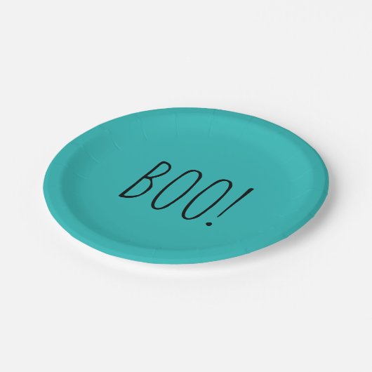 Boo blauwgroen en zwart minimalistisch eenvoudig H Papieren Bordje (Gekanteld)