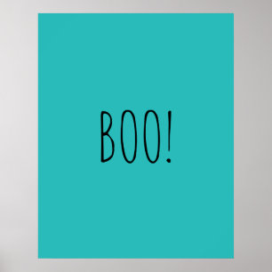 Boo blauwgroen spooky typografie minimalist Hallow Poster