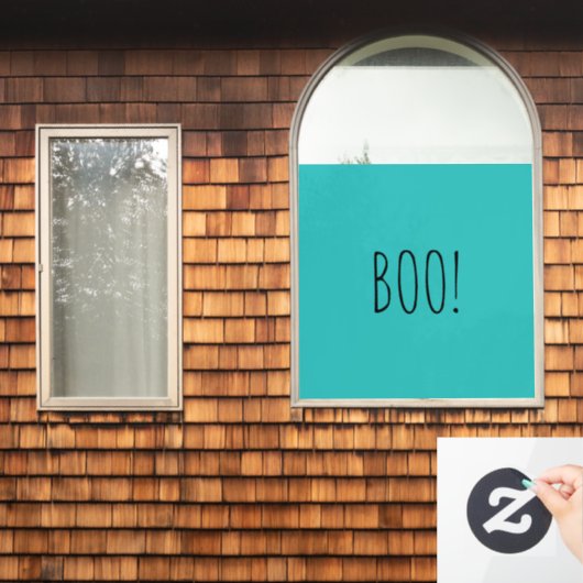 Boo blauwgroen spooky typografie minimalist Hallow Raamsticker (Huis Raam)