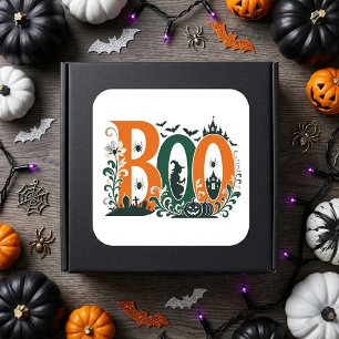 BOO Bloemrijke Sierlijke Pompoenen Botanicals Oran Vierkante Sticker