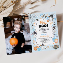 Boo. Blue Halloween Ghost Boy Birthday