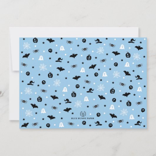 Boo. Blue Halloween Ghost Boy Birthday Kaart (Achterkant)