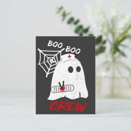 BOO-boer t-shirt verpleegster, grappig half-verple Briefkaart (Staand voorkant)