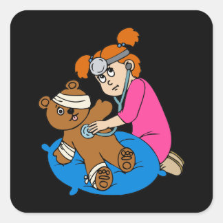 Boo-Boo Beer & Kind Doctor Vierkante Sticker