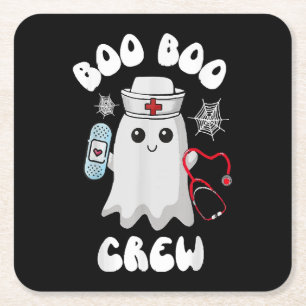 Boo Boo Bem Cute Verpleegster Geest Grappig Hallow Kartonnen Onderzetters