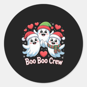 Boo-boo bem Kerstmis spook Santa hoed Halloween H Ronde Sticker