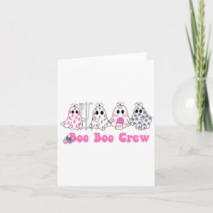 Boo Boo Crew Borstkanker Ghost Nurse Halloween Kaart