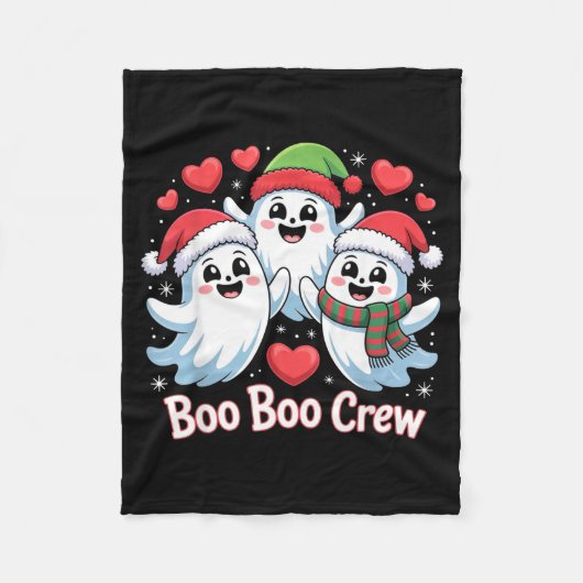 Boo-boo Crew Christmas Ghost Santa Hat Halloween H Fleece Deken (Voorkant)