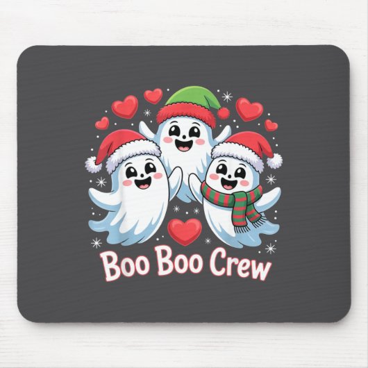 Boo-boo Crew Christmas Ghost Santa Hat Halloween H Muismat (Voorkant)