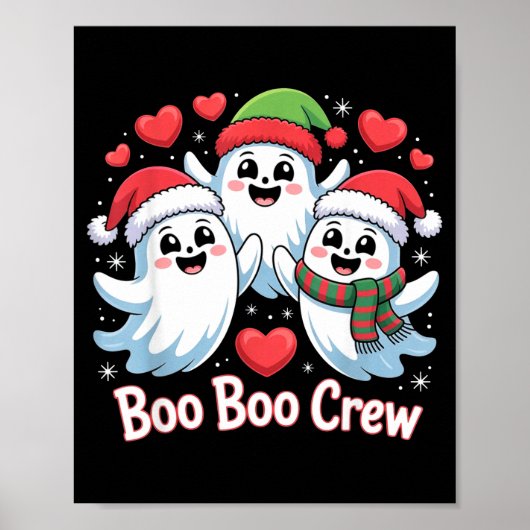 Boo-boo Crew Christmas Ghost Santa Hat Halloween H Poster (Voorkant)