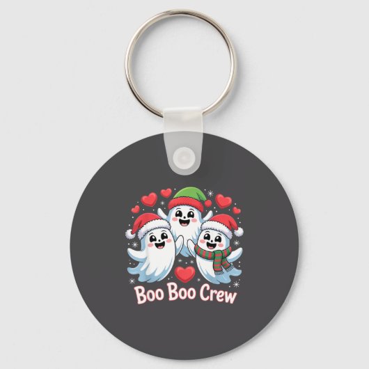 Boo-boo Crew Christmas Ghost Santa Hat Halloween H Sleutelhanger (Voorkant)