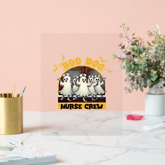 BOO BOO CREW CLASSIC NURSE HALLOWEEN T-SHIRT Overs Acryl Bord (Huwelijk)